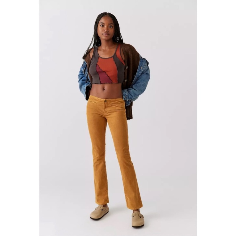Urban Outfitters BDG Mustard Yellow Elodie Corduroy Flare Pant Sz. 24 NWT